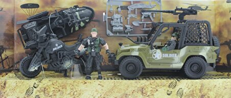 Combat Force Jeep Motor ve Botlu Asker Seti