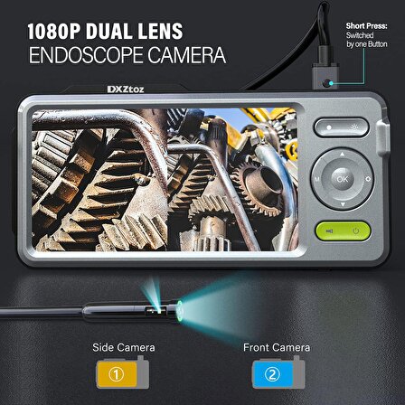 DXZtoz Çift Lensli Kanalizasyon Kamerası Endeskop 5 Inc IPS Ekran - 15m