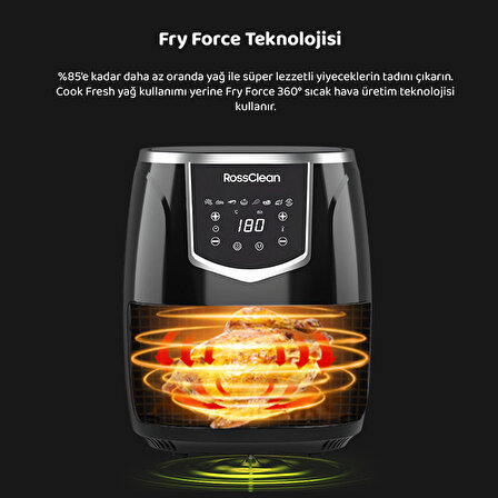 Rossclean 5.5 lt Yağsız Airfryer Siyah