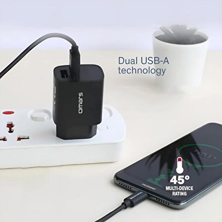 Omars USB Hızlı Şarj Aleti Siyah