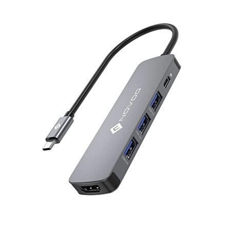 Novoo Type-C to 3*USB 3.0 4K HDMI PD 100W Dönüştürücü Adaptör