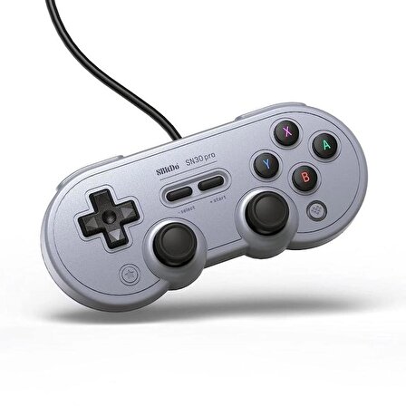 8Bitdo Sn30 Pro USB Kablolu Oyun Kolu Gamepad For Switch, Windows & Raspberry Pi (Gri Edition)