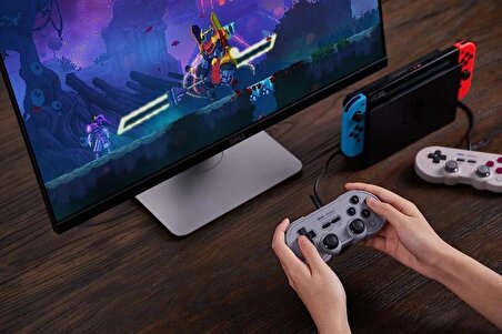 8Bitdo Sn30 Pro USB Kablolu Oyun Kolu Gamepad For Switch, Windows & Raspberry Pi (Gri Edition)