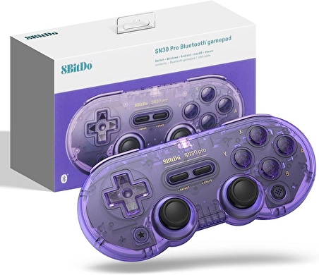 8Bitdo Sn30 Pro Bluetooth Kablosuz Oyun Kolu Mor Transparan- Nintendo Switch Oled Lite