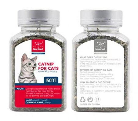Nunbell Catnip For Cats Ot Yetişkin Kedi Ödülü 150 ml 