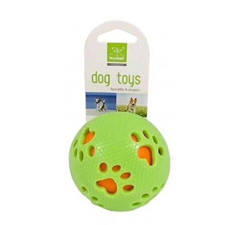 Nunbell Elastik Pati Desenli Sesli Top Köpek Oyuncağı 9 cm Yeşil