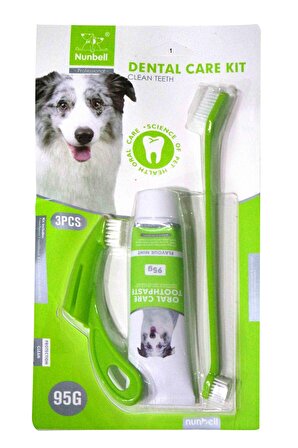 Nunbell Nane Aromalı Köpek Diş Macunu ve Diş Fırçası Seti Yeşil (3'lü Set)
