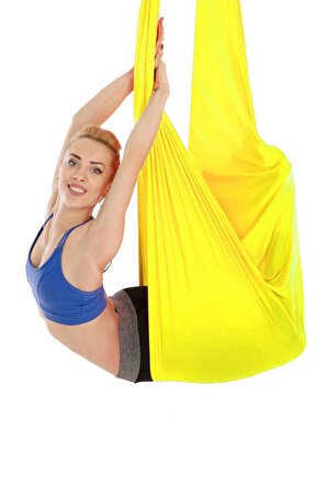 Yoga Fly Hamağı Sarı Tavana Askılı Yer Çekimsiz Fitness Pilates Hava Akrobasi Egzersiz Denge Aleti