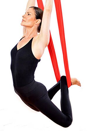 Yoga Fly Hamağı Kırmızı Tavana Askılı Yer Çekimsiz Fitness Pilates Hava Akrobasi Egzersiz Aleti