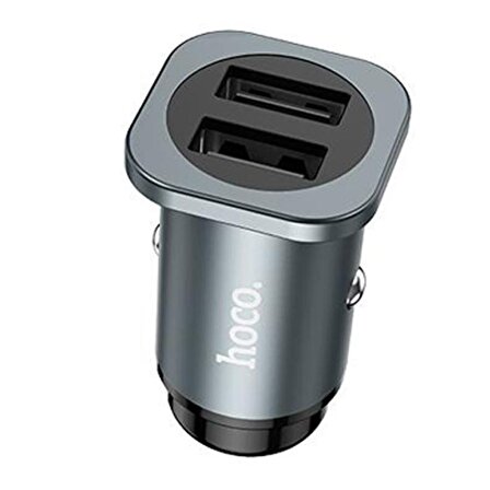 HOCO NZ4 Çift USB 24W Hızlı Şarj Araç Çakmaklık Şarj Adaptörü Oto Şarj Başlığı FÜME