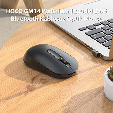 HOCO GM14 Platinium 1200dPi 2.4G Bluetooth Kablosuz Optik Mouse