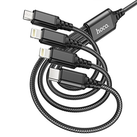 HOCO X76 4in1 Type-C + iPhone Lightning + Micro USB 2A Şarj Kablosu