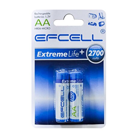 Efcell HR-2700 2700 mAh AA Şarj Edilebilir Kalem Pil 2'li Paket