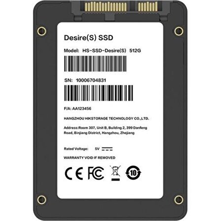 Hikvision SSD Desire 2.5 İnç 512 GB Sata 3.0 500 MB/s 550 MB/s SSD 