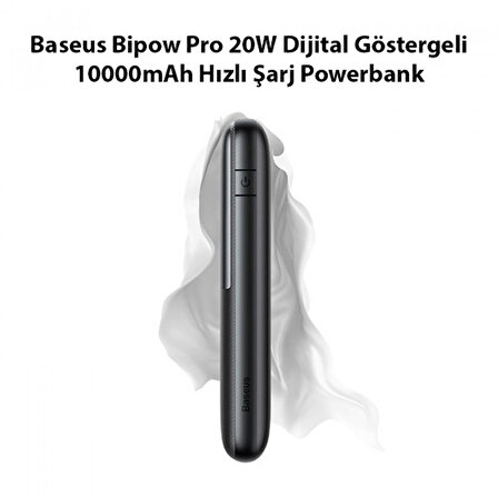 Baseus Bipo W Pro 10000 mAh Hızlı Şarj Powerbank Siyah 