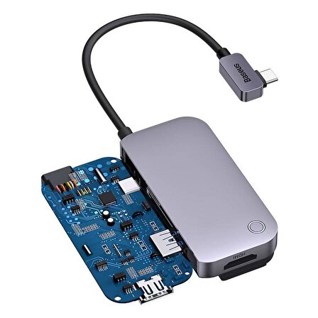 Baseus Padjoy Serisi 6 in 1 Type-C HUB USB-C - USB 3.0 + HDMI + USB-C PD + jak 3,5 mm + SD/TF