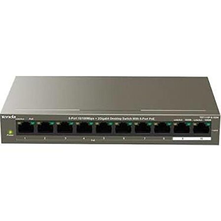 Tenda TEF1110P 10 Port 8 Port Poe+ 10-100 + 2 Port 10-100-1000 Switch