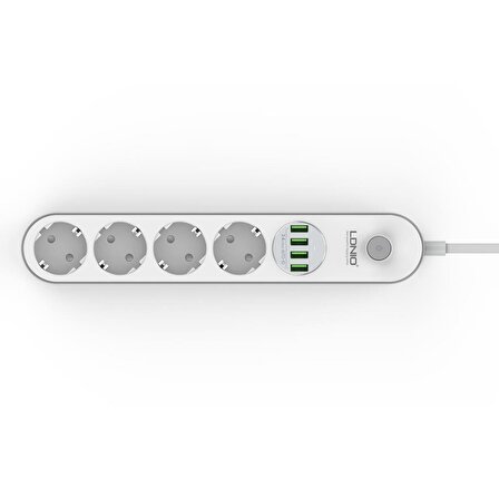 Ldnio SE4432 4'lü Akım Korumalı Priz 4x Priz 4x USB 2 Metre Beyaz