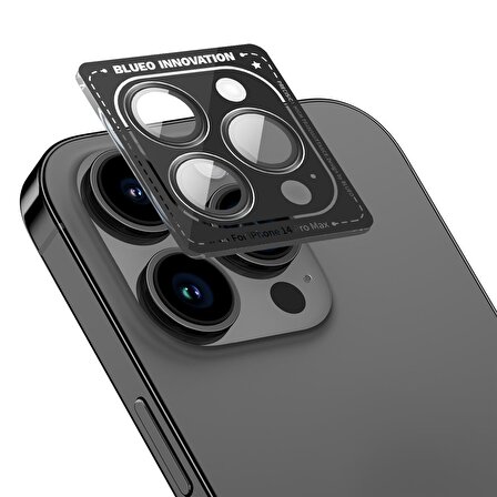 iPhone 13 Pro/13 Pro Max Uyumlu Metal Çerçeve Kamera Lens Koruyucu Siyah
