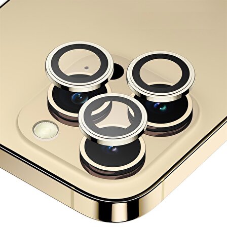 iPhone 13 Pro/13 Pro Max Uyumlu Metal Çerçeve Kamera Lens Koruyucu Altın