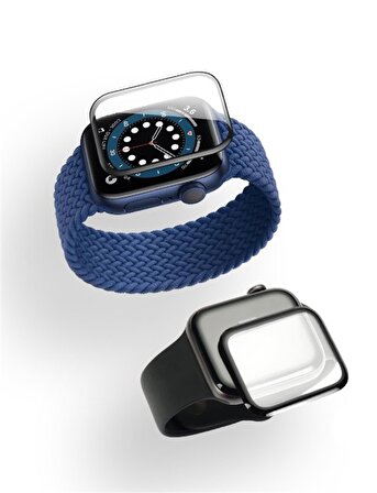 Apple Watch 4 5 6 SE SE2022 Serisi 44mm Uyumlu 360 Tam Koruma Shock-Resistant Cam Ekran Koruyucu