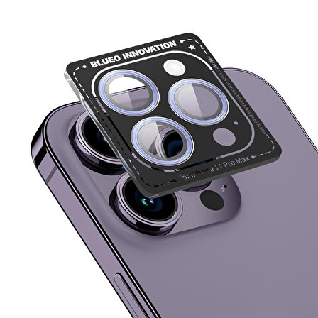 iPhone 14 Pro/14 Pro Max Uyumlu Metal Çerçeve Kamera Lens Koruyucu Mor