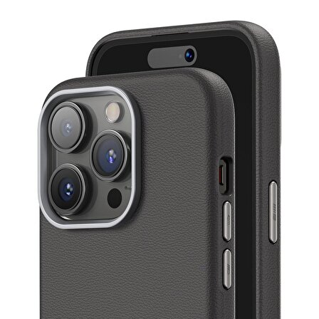 iPhone 15 Pro Max Uyumlu Deri Premium Magsafe Kılıf Siyah