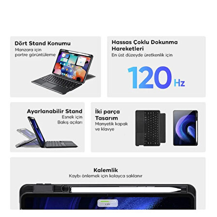 DUX DUCIS Xiaomi Pad 5 - Pad 5 Pro Ayrılabilir Bluetooth Klavye Touchpad PU Deri Kılıf