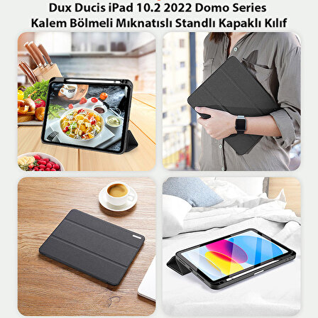 Dux Ducis iPad 10.2 2022 Kılıf Domo Series Kalem Bölmeli Mıknatıslı Standlı Kapaklı Kılıf