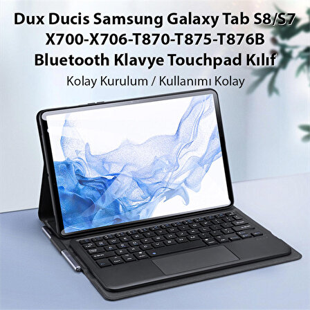Dux Ducis SM Galaxy Tab S8-S7 Bluetooth Klavye Touchpad Kılıf X700-X706-T870-T875-T876B
