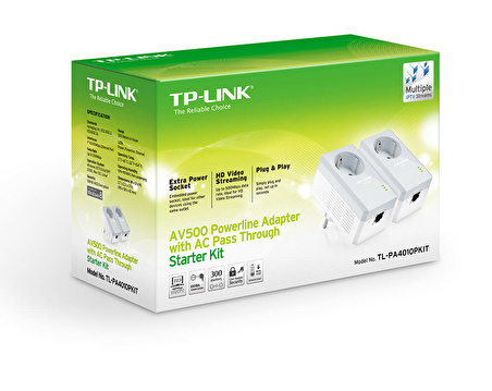 TP-LINK TL-PA4010P KIT AV500 AC GÜÇ SOKETLİ POWERLİNE ADAPTÖR