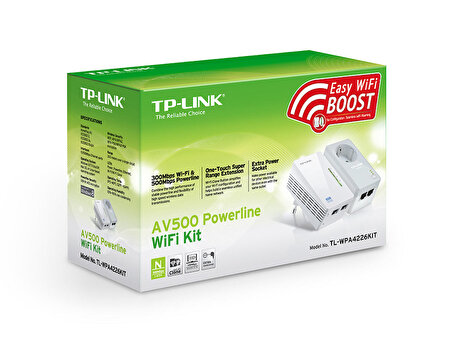 TP-LINK TL-WPA4226 KIT 300Mbps AV500 KABLOSUZ POWERLINE GENİŞLETİCİ