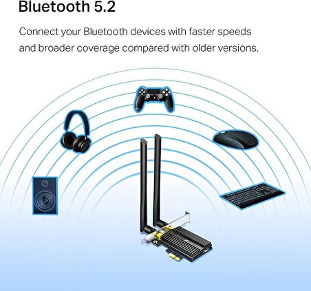 TP-Link Archer TX50E, AX3000 Mbps Wi-Fi 6 Bluetooth 5.0 PCIe Adaptör 