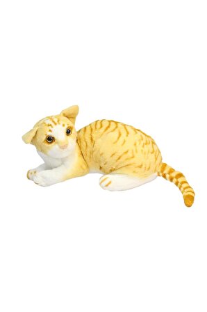 Miyavlayan Sesli Sarı Tekir Kedi Peluş Oyuncak 30 cm 