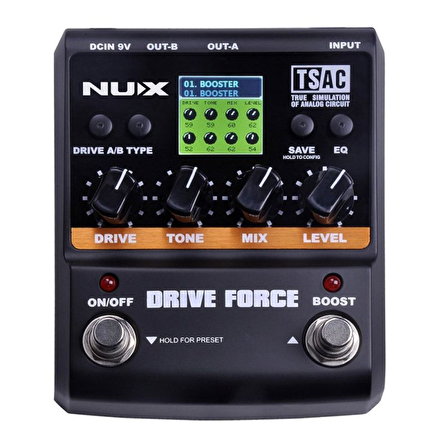 NUX Drive Force Overdrive ve Distortion Pedalı
