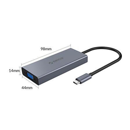 ORICO Type-C to USB 3.0 HDMI VGA AUX PD Çoklayıcı Dönüştürücü HUB