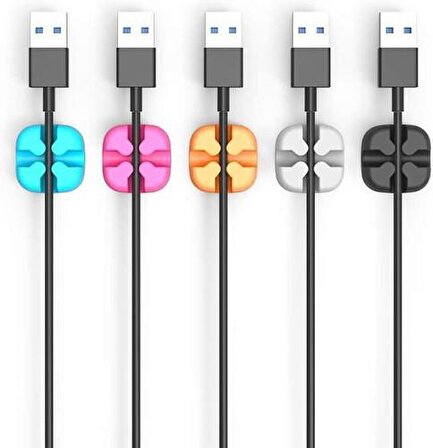 Orico 5 Renkli Çapraz Şekilli Silikon Kablo Klipsi,Kablo Düzenleyici, Kablo Tutucu, Siyah, Gri, Mavi,Pembe,Turucu