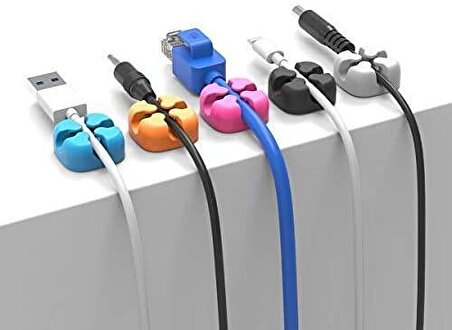 Orico 5 Renkli Çapraz Şekilli Silikon Kablo Klipsi,Kablo Düzenleyici, Kablo Tutucu, Siyah, Gri, Mavi,Pembe,Turucu