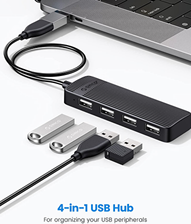 Orico FL02-BK-BP 4 Portlu USB 2.0 Çoklayıcı HUB Siyah 30CM