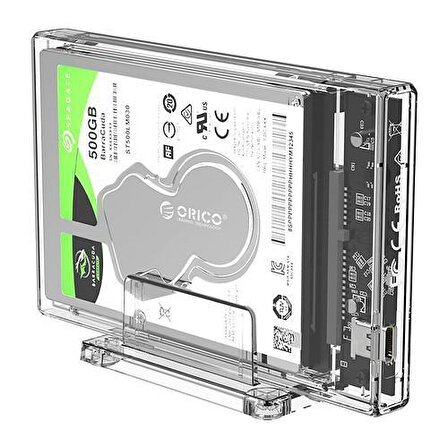 Orico USB 3.1 Type-C Dikey Standlı 2.5” inch SATA SSD Hard Disk Kutusu Şeffaf