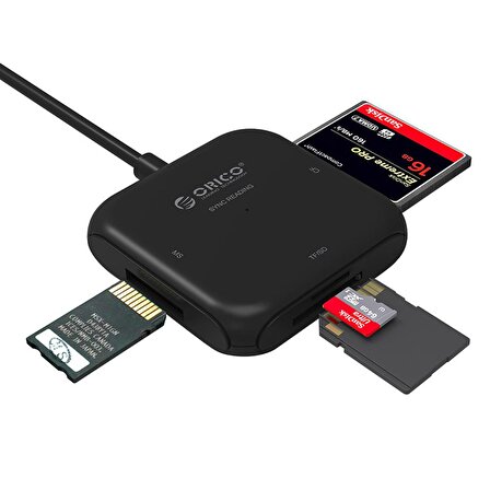 ORICO USB 3.0 4ü 1 Arada CF, TF, SD, MS Kart Okuyucu Siyah