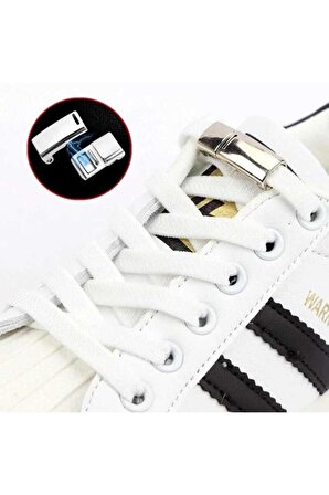 Mıknatıslı Lastikli Ayakkabı Bağcık Tokası Beyaz 100 cm