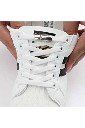 Mıknatıslı Lastikli Ayakkabı Bağcık Tokası Beyaz 100 cm