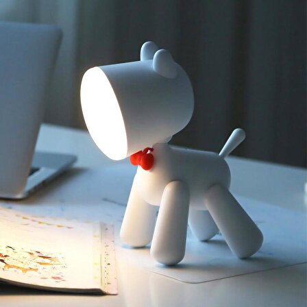 Sevimli Köpek Tasarımlı USB Şarj Edilebilir 2 Kademeli Ayarlanabilir LED Gece Lambası 