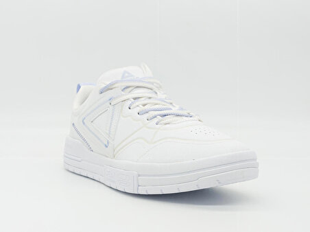 Peak E221117B Unisex Beyaz Desenli Kaymaz Taban Ortopedik Garantili Rahat Hafif Günlük Deri Yürüyüş Koşu Sneaker Spor Ayakkabı