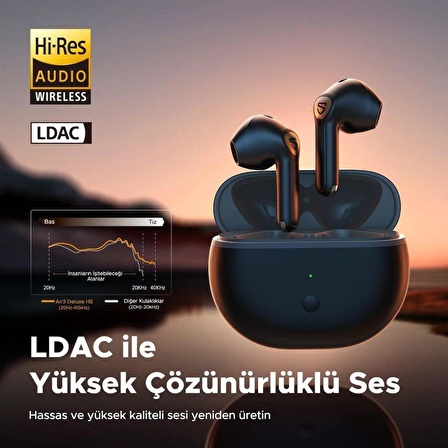 Soundpeats Air3 Deluxe Hs 5.2 Hi-Res Kablosuz Kulak içi Bluetooth Kulaklık Mat Siyah