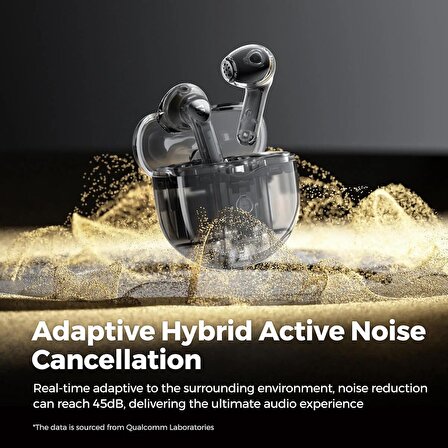 SoundPEATS Air4 Şeffaf Siyah Kablosuz Kulaklık ANC Mod Bluetooth 5.3 Yapay Zeka ile Geliştirilmiş Arama Için 6 Mikrofon 