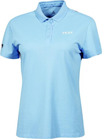 Polo T-Shirt FW602478 Kadın Gök Mavisi Polo Yaka Düz Renk Nefes Alabilen Rahat Kısa Kollu Günlük Spor Tişört