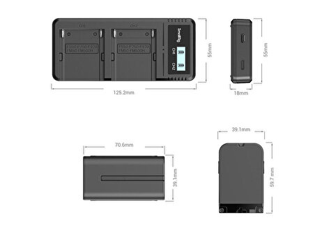 SmallRig 3823 Sony NP-F970 Batarya + Şarj Kiti