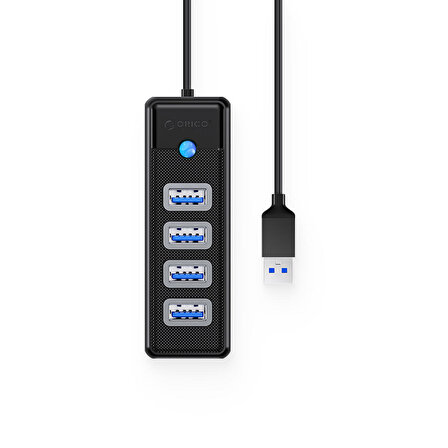 Orico USB3.0 4 Portlu 5Gbps Çoklu USB Bağlantı Noktası Çoklayıcı HUB, 15cm, Siyah, PW4U-U3-015-BK